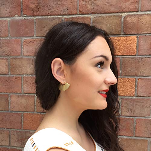 Lightweight Boho Bohemian Fan Earrings for Women Geometric Dangle Drop Half Round African Tribal Ethnic Jewelry - color: Gold 1.6"x1"