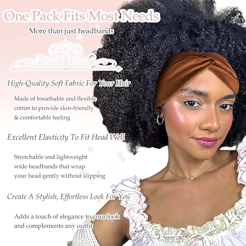 Wide Headbands For Women Cute Boho Headband Solid Color Knotted Turban Head Bands Soft Hair Wraps Red Head Scarf Fashion Turban Hairband Black Scarf Headband For Women’s Hair Accessories - color: Style 142