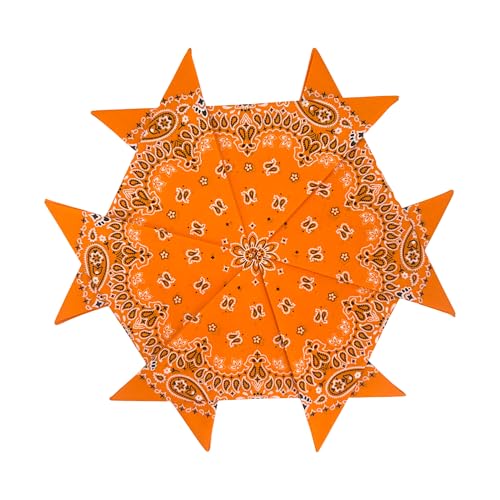 6 Pack 12 Pack Bandanas 2 Sides Printed 22inch Unisex Cowboy Kerchiefs - color: Orange-6 Pack