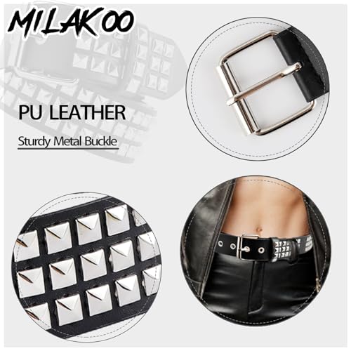 MILAKOO Punk Leather Waist Belt for Women Vintage Accessories for Hippie Skateboarding Enthusiasts - color: F