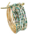 10 Pieces Women's Tennis Bracelet Set 2mm Extra-fine Delicate Rhinestones Adjustable Stackable Stretch Bracelet Wedding Party Jewelry Gifts - color: G-Green Series