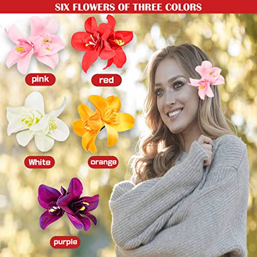 Hawaiian Artificial Flower Hair Clip, Bohemian Flower Hairpin for Seaside Holiday - Plumeria Hairpin Headdress Bobby Pins Headwear for Woman Girl Lady Kids - color: 5 colors