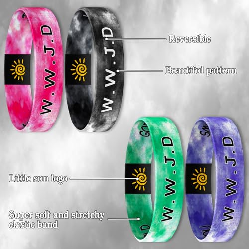 4 Pcs Surfer Beach Bracelets for Men Women Inspirational Elastic Comfy Summer Reversible Wristband Gifts Friendship Bracelets - color: WWJD-Bracelets, size: (7.5") Large