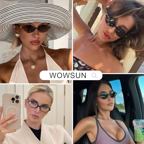 WOWSUN Retro Oval Sunglasses Womens Trendy Sun Glasses Sunnies UV400 Protection - color: 3 Pack: Black+tortoise Frame Brown Lens+black Frame Brown Lens