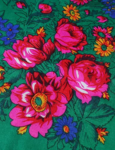 MJ SERECA Acrylic Bandana Printed Hair Scarf Square Ukrainian Head Scarf Floral Babushka Neck Scarf for Women 30"/42"/60" - color: 2 Pack-e 42"