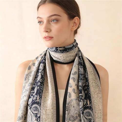 Silk Scarf Mulberry Silk Fashion Scarves Long Lightweight Shawl Wrap … - color: W16