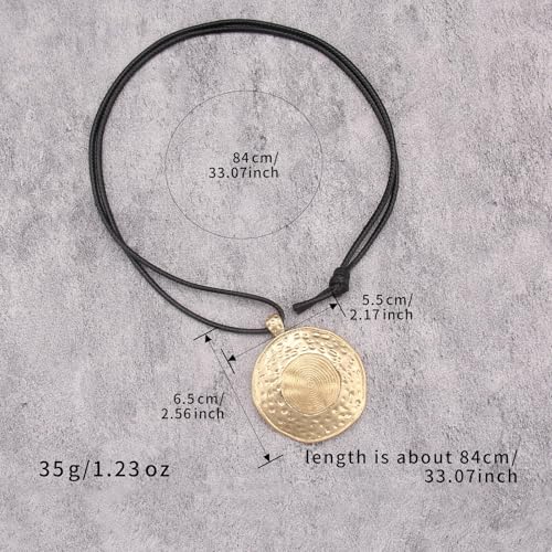 JAOYU Bohemian Necklaces for Women Leather Necklace Wood Pendant Choker Long Brown Necklace Chunky Circle Boho Hippie Jewelry - style: Long Hippie Necklace