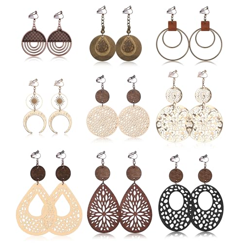 Thunaraz Clip on Dangle Earrings for Women - Bohemian Trendy Clip on Earrings Lightweight Comfortable Earrings Hypoallergenic Drop Clip ons for Non-pierced Ears Women - style: Style A