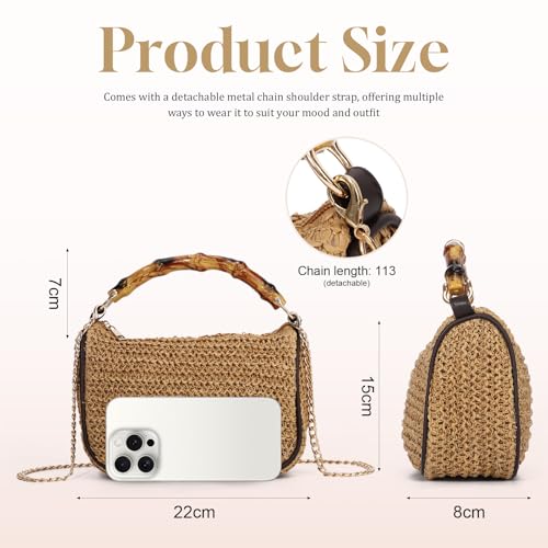 GOKTOW Straw Clutch Purses for Women Small Summer Handbag Woven Beach Hobo Tote Bags Vacation Crossbody Bag 2026 - color: Khaki