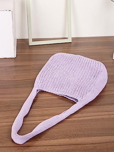 ENBEI Women's Crochet Tote Bag Knit Shoulder bag,Aesthetic Bag,Cute Eco-Friendly Tote for Travel,Daily Use,Gift Box Packaging - color: Purple