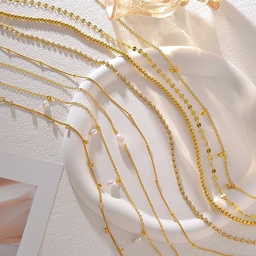 Tornito 8Pcs Waist Belly Chain CZ Heart Pearl Snake Bead Sequin Paperclip Belly Chain Summer Beach Sexy Body Chains Jewelry Accessories for Women Adjustable - style: B:8Pcs(Bead)