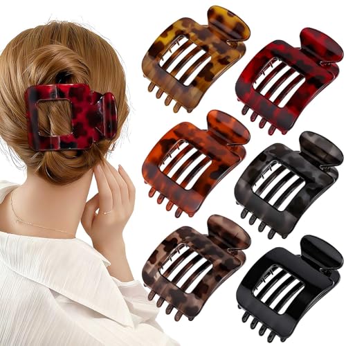 Obeoby 6 PCS Flat Claw Clips for Women, French Flat Hair Clips Large Hair Barrettes Accessories (Tortoiseshell) - color: Tortoiseshell