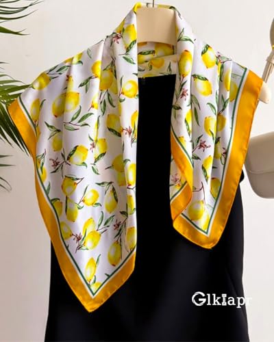 Satin Bandana Headscarf for Women Silky Hair Scarves for Fashion Lightweight - color: 18-yellow Lemon