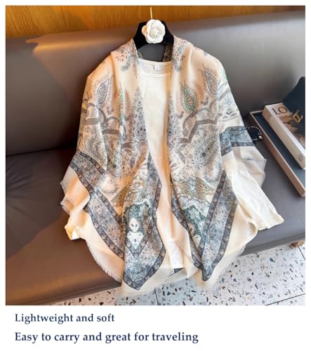 K-Elewon Large Square Scarf 51" Cotton and Linen Hand feel Scarf Fashion Scarves Hair Wrapping Scarfs Neck Scarves for Women - color: H2308
