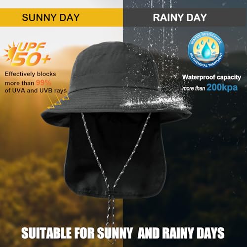 Water-Resistant Sun UPF 50+ Bucket Hat Protection Packable Brimmed Boonie for Women Men Summer Lightweight Hiking Outdoor Cap - color: Grey2