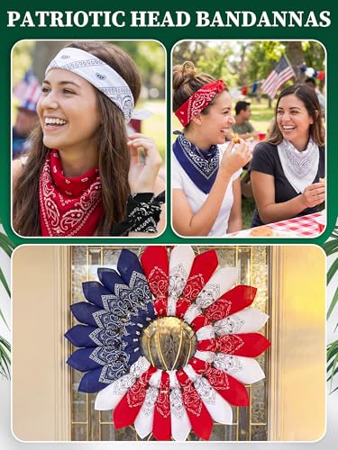Unittype 48 Pieces Paisley Bandana Novelty Unisex Cowboy Headband Sports Bandannas Scarf Outdoor for Western Party Costume - color: Black,white,red,navy Blue,baby Blue,olive Green, style: Classic