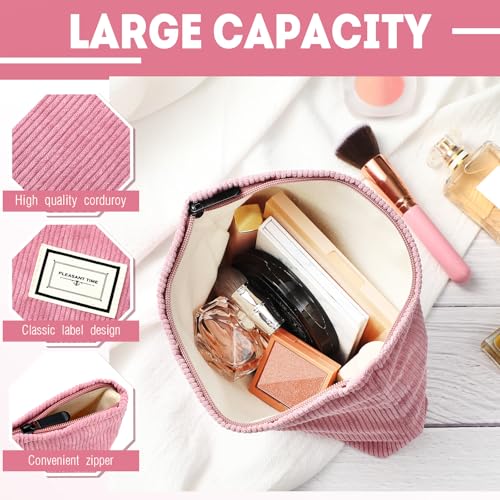 Sanwuta 4 Pack Velvet Makeup Bag Cosmetic Bag for Women Large Capacity Corduroy Pouch Zipper Canvas Travel Toiletry Purse Make up Organizer Case Accessories(Classic Color,Plaid) - color: Classic Color
