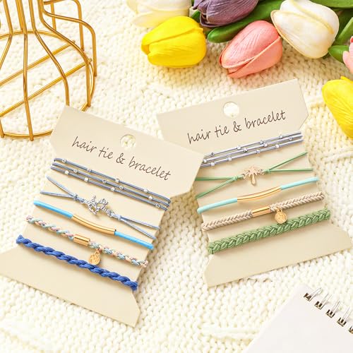 DIYDEC 10PCS Hair Ties Bracelet for Women 5 Styles Soft Braided Boho Hair Bands Elastic No Damage Hair Ties for Girls thick Thin Long Curly Hair Accessories(Blue) - color: Blue