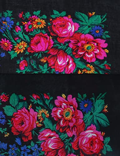 MJ SERECA Acrylic Bandana Printed Hair Scarf Square Ukrainian Head Scarf Floral Babushka Neck Scarf for Women 30"/42"/60" - color: 3 Pack-e 30"
