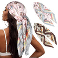 Head Scarf for Women Hair - 2 Pack 35" Square Satin Scarf, Silk Hair Scarf for Women Head Wrap for Sleeping - color: Dusty Pink & Coffee Brown