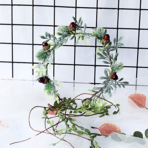 Vivivalue Vine Flower Crown Flower Garland Headband Hair Wreath Floral Headpiece Halo Pinecone Boho with Ribbon Wedding Party Festival Photos - color: U