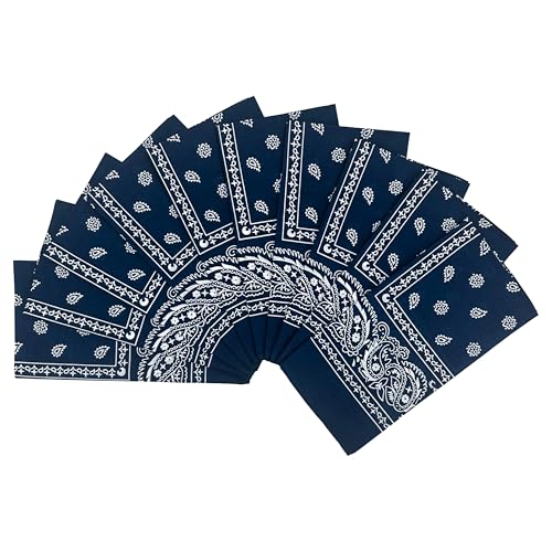Vamqor 100% Cotton 10 Pack Fine Bandanas - color: Navy