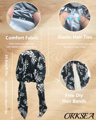 Chemo Headwear for Women Pre-Tied Head Scarf Headwraps Soft Turbans Cancer Hats Chemo Beanie Coverings Scarves - color: Black Flower