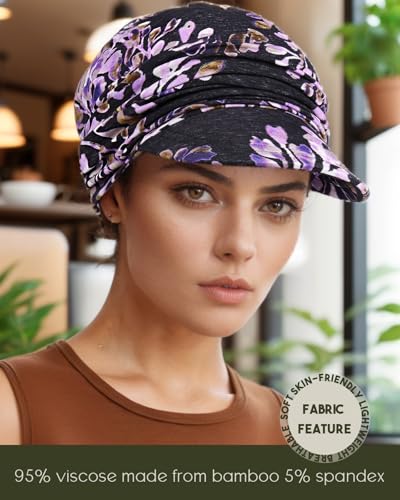 Chemo Headwear Viscose Newsboy Cap for Women Summer Hats - color: Dark Hemp Gray