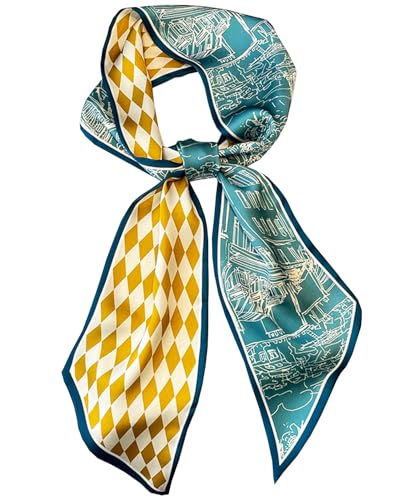 Purse Scarf For Handbags Head Scarves For Women's Hair Bags Scarfs Long Skinny Scarves Fashion Silky - color: A13-yellow-green Building
