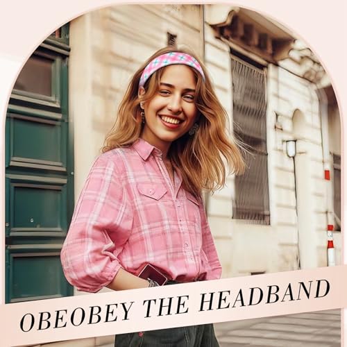 obeoby Pink Stripe Headbands for Girls Gift, 1 inch Wide Trendy Headband Non Slip for Everyday Styling Casual Outings(5Pcs) - color: Floral series