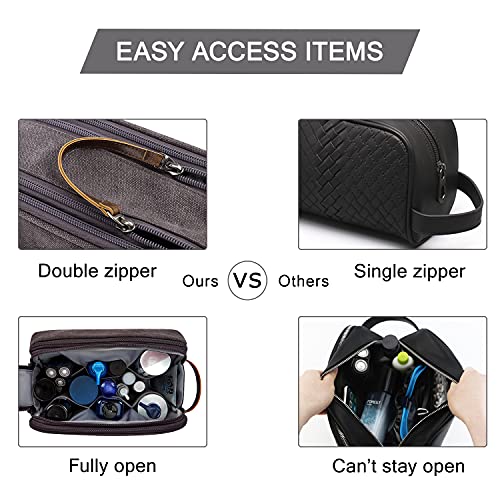 BAGSMART Toiletry Bag for Men, Canvas Travel Toiletry Organizer Dopp Kit Water-resistant Shaving Bag for Toiletries Accessories,Grey-Large - color: Grey, size: Large