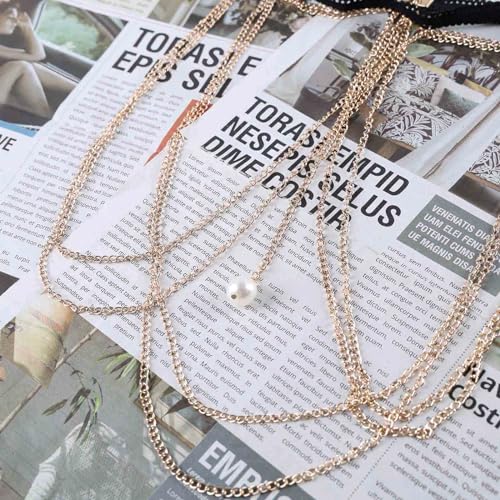 Boho Multilayer Thigh Chain Tassel Leg Chain Beach Bikini Body Chain Leg Chain Gold Pearl Thigh Chain Elastic Thigh Chain Accessories for Women
