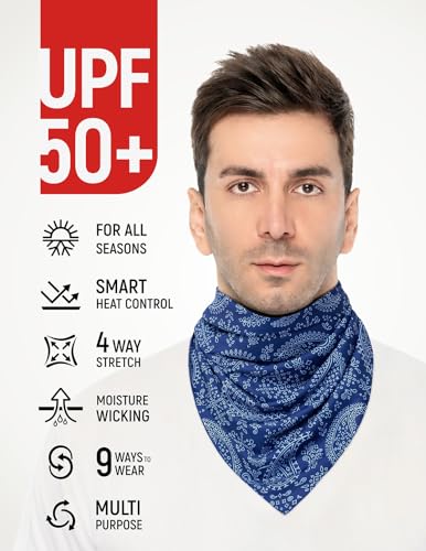 GOT Sports UPF 50+ Cooling Bandana for Men & Women - Thermoregulation, Moisture-Wicking, Sun Protection Bandana Neck Wraps - color: Navy Paisley