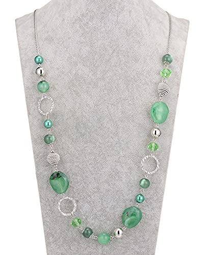PEARL&CLUB Long Beaded Necklaces For Women - Sweater Chain Fashion Jewelry Necklace Gifts For Women - color: 23-Jade Green