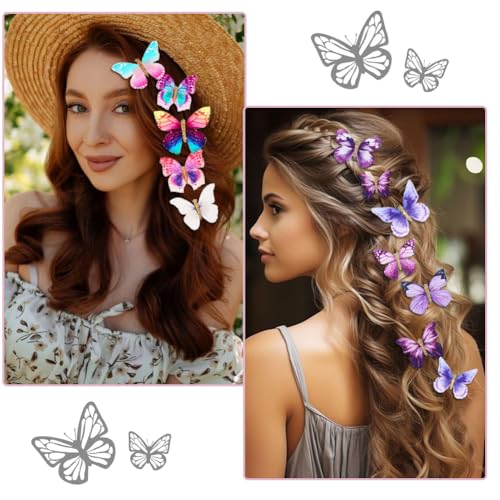 18Pcs Rhinestone Hair Clips with Glitter for Teens Women Y2K Butterfly Jaw Clips, Cute Headwear Gifts for Wedding Back School Hair Accessory Orange - color: Delicate Style