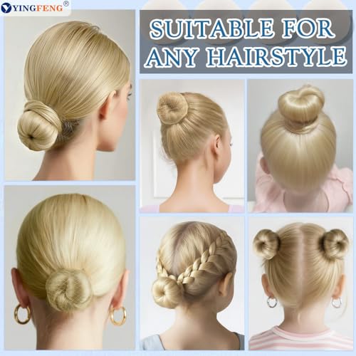 YINGFENG 134 Pcs Beige Hair Bun Maker Kit for Kids Small - 4 Hair Donuts for Buns, 20 Hair Nets for Buns, 100 U Shaped Bobby Pins, 10 Hair Bands, for Girls, Ballet Dance, Hair Accessories for Women - color: beige, size: Small
