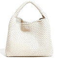 Geelyda Woven Tote Bag for Women with Purse, Fashion Shoulder Hobo Underarm Bags, Large Woven Handmade Work Commuter Day Bags - color: White