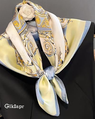 Satin Bandana Headscarf for Women Silky Hair Scarves for Fashion Lightweight - color: 10-blue Roman