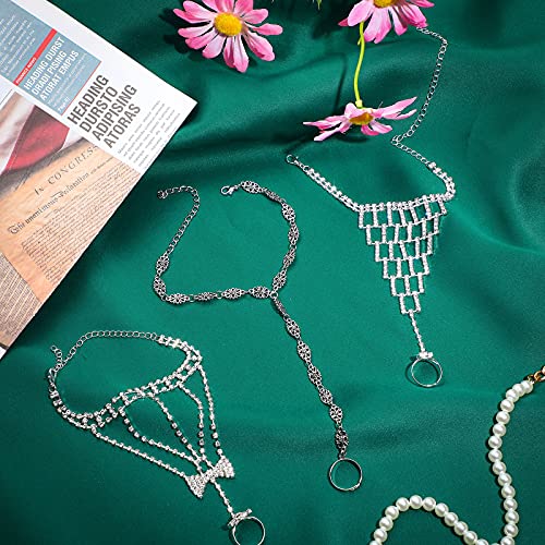 Hicarer 6 Pcs Foot Jewelry Barefoot Sandals for Women Rhinestone Bohemian Foot Ankle Chains for Beach Wedding - style: Hollow Mesh Bow Style