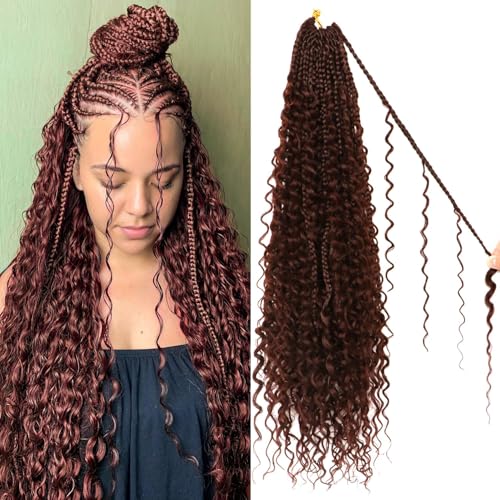 Goddess Boho Box Braids Crochet Hair-8 Packs 24 Inch Crochet Box Braids for Black Women Pre Looped (#4, 24 Inch (Pack of 8)) - color: #4, size: 24 Inch (Pack of 8)