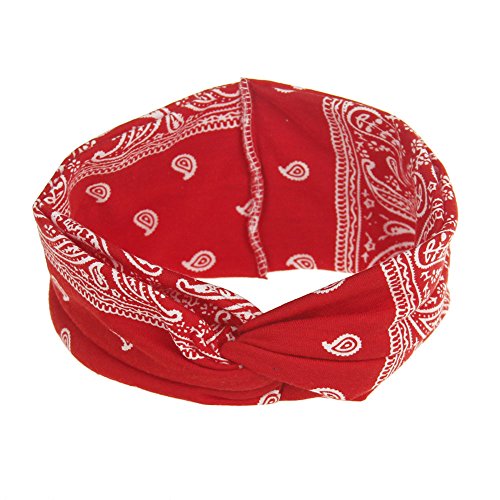 Assorted Paisley Print Wide Bandana Knot Headbands Criss Cross Head Wrap Hair Band (4 Colors Pack A) - color: 4 Colors Pack A