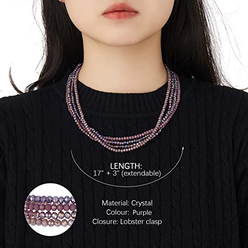 Noessla Beaded Statement Necklaces for Women Layered Chunky Bead Necklace Fashion Costume Jewelry Gifts for Mom - color: 029-Purple