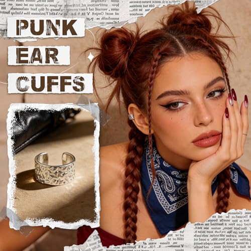 Gothic Ear Cuffs Helix Cartilage Clip on Goth Ear Cuff Stainless Steel Hypoallergenic Earrings for Women Men Non Piercing Gold & Silver Fake Earring Lightweight Punk Jewelry Gift - color: K5-Edgy Design Silver 1