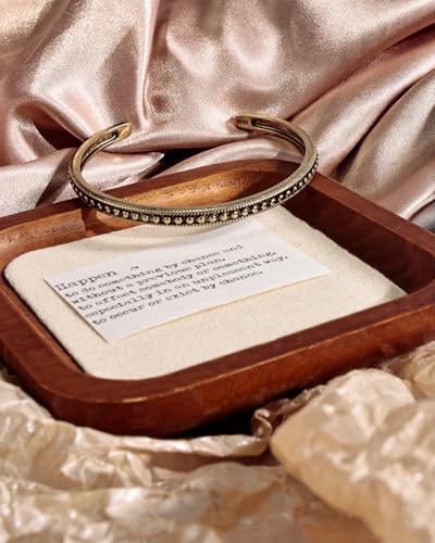 Vintage Silver Cuff Bangle Bracelet for Women, Open Adjustable Bangle with Carved Dot Design，Silver & Gold Bracelet, Fashion Boho Jewelry Gift for Her - color: Gold