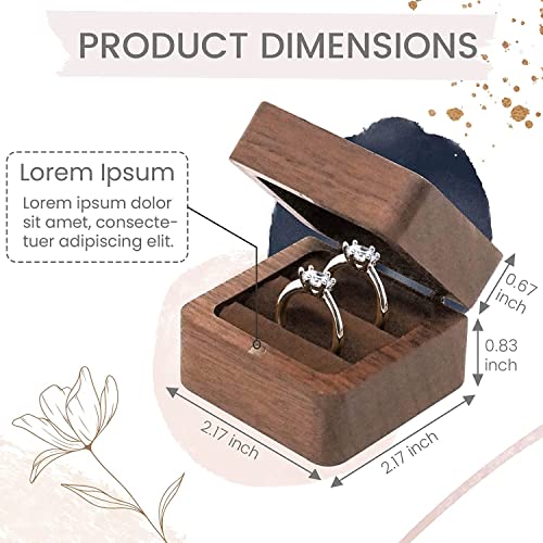 Engagement Wooden Ring Box - Rustic Double Slot Storage Box - Solid Wood Square Vintage Wedding Ring Box (Brown) - color: Rustic - 2 slot - Brown
