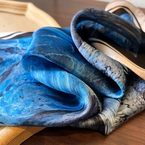 Aufeel Women's 100% Pure Mulberry Silk Small Square Scarf - Neckerchief Women - Silk Headscarf - 21" x 21" - color: Creamy Blue