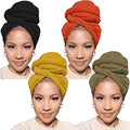 Head Wraps for Black Women African Head Wrap Lightweight for Women Long Plain Turban Hair Scarf Scarves - color: 4 Pcs-black,army Green,yellow,orange