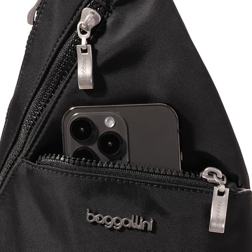 Baggallini Mini Sling - 12x7 Sling Crossbody Bag Backpack with Adjustable Shoulder Strap - color: Black Twill