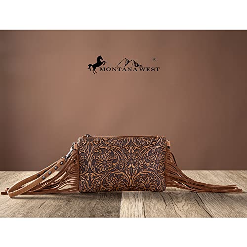 Montana West Western Purse for Women Crossbody Bag Wristlet Clutch Purse - color: A3 Brown