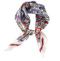 MEISEE 100% Pure Mulberry Silk Scarf 21" Square Scarf Neckerchief Headscarf Breathable Lightweight for Women Gift Packed - color: M3 White Blue Red Cashew Floral